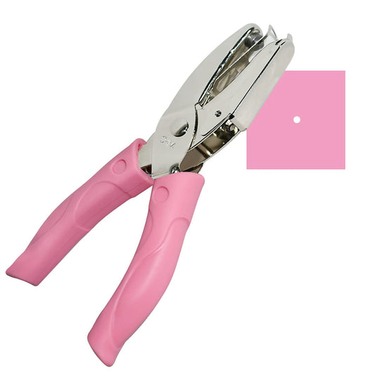 Handheld Hole Paper Punch Puncher for Craft Paper Tags Clothing Ticket DIY Scrapbook Tool, with Pink Soft V1258-DP02-A-290