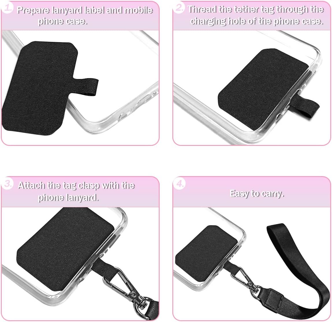 5 Pack Phone Tether Tab Cell Phone lanyard pad, Universal Phone Tether Tab Phone Lanyard Replacement Part V1258-DP02-A-293