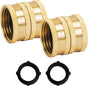 Garden Hose Adapter, 3/4 Inch Solid Brass Hose Connectors, 2 Pack Hose Connector with 2 Extra Washers (Female V1258-DP02-A-30