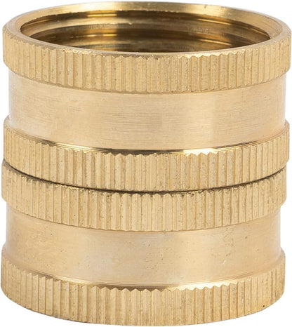 Garden Hose Adapter, 3/4 Inch Solid Brass Hose Connectors, 2 Pack Hose Connector with 2 Extra Washers (Female V1258-DP02-A-30