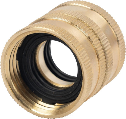 Garden Hose Adapter, 3/4 Inch Solid Brass Hose Connectors, 2 Pack Hose Connector with 2 Extra Washers (Female V1258-DP02-A-30