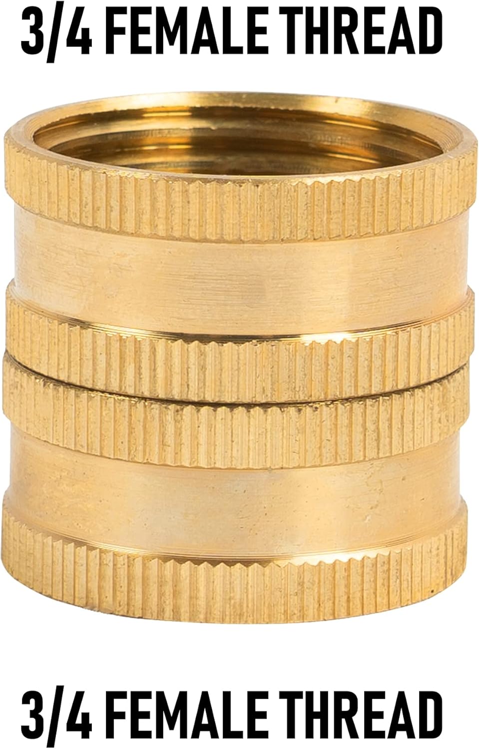 Garden Hose Adapter, 3/4 Inch Solid Brass Hose Connectors, 2 Pack Hose Connector with 2 Extra Washers (Female V1258-DP02-A-30