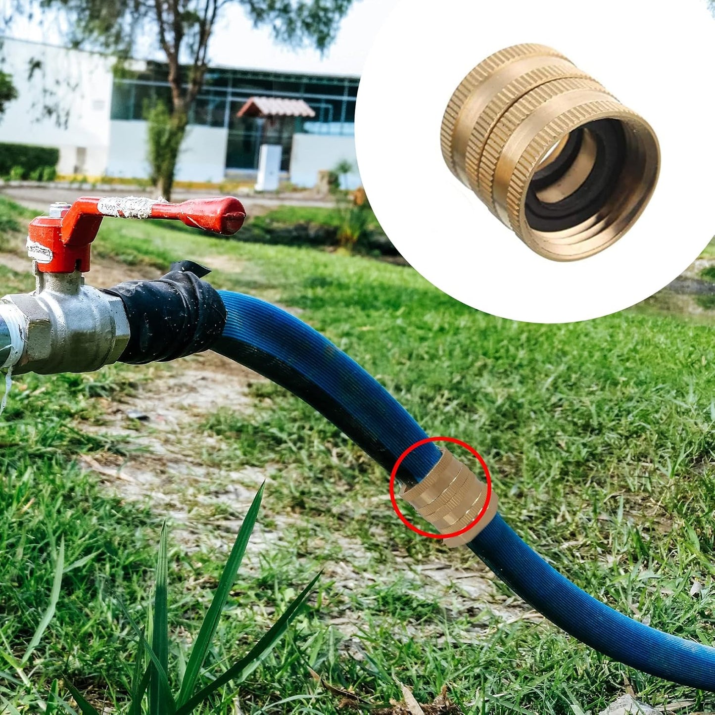 Garden Hose Adapter, 3/4 Inch Solid Brass Hose Connectors, 2 Pack Hose Connector with 2 Extra Washers (Female V1258-DP02-A-30