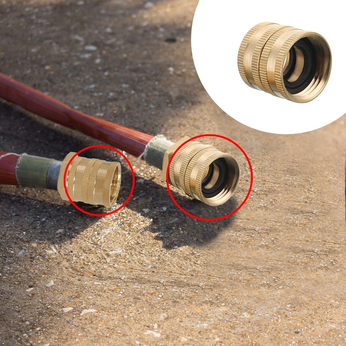 Garden Hose Adapter, 3/4 Inch Solid Brass Hose Connectors, 2 Pack Hose Connector with 2 Extra Washers (Female V1258-DP02-A-30