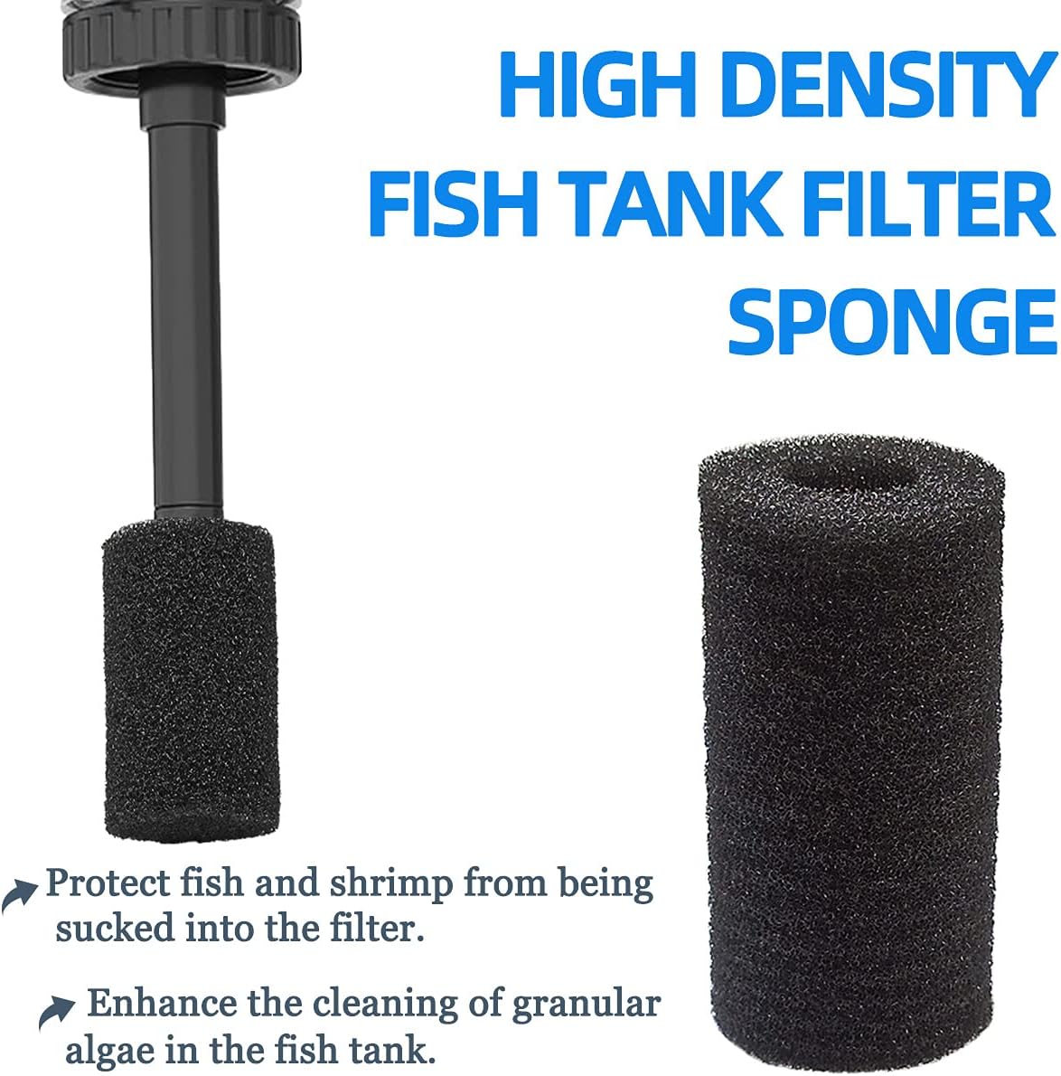 6pcs Pre-Filter Sponge, Pre Filter Foam Sponge Roll for Aquarium Fish Tank (6 x 3.5cm /2.4x1.4 inch) V1258-DP02-A-301