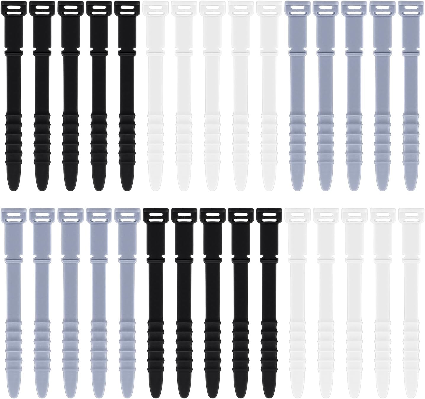 30Pcs Silicone Zip Ties Rubber Cable Ties 4.5 inch Reusable Zip Ties Elastic Cable Organizer for Wire V1258-DP02-A-304