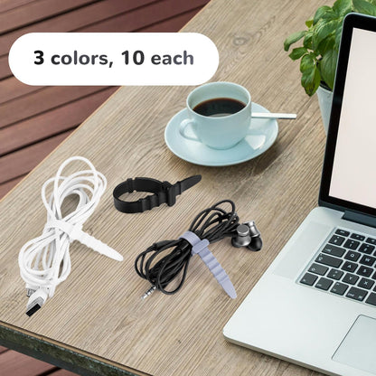 30Pcs Silicone Zip Ties Rubber Cable Ties 4.5 inch Reusable Zip Ties Elastic Cable Organizer for Wire V1258-DP02-A-304