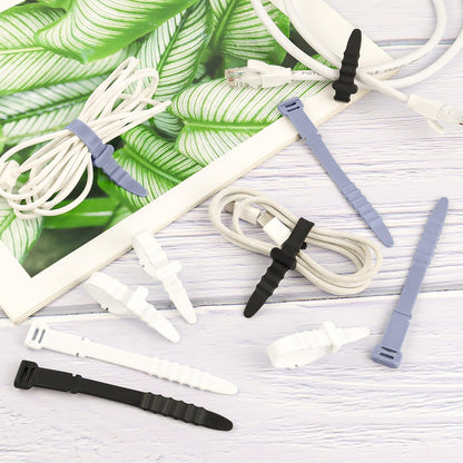30Pcs Silicone Zip Ties Rubber Cable Ties 4.5 inch Reusable Zip Ties Elastic Cable Organizer for Wire V1258-DP02-A-304
