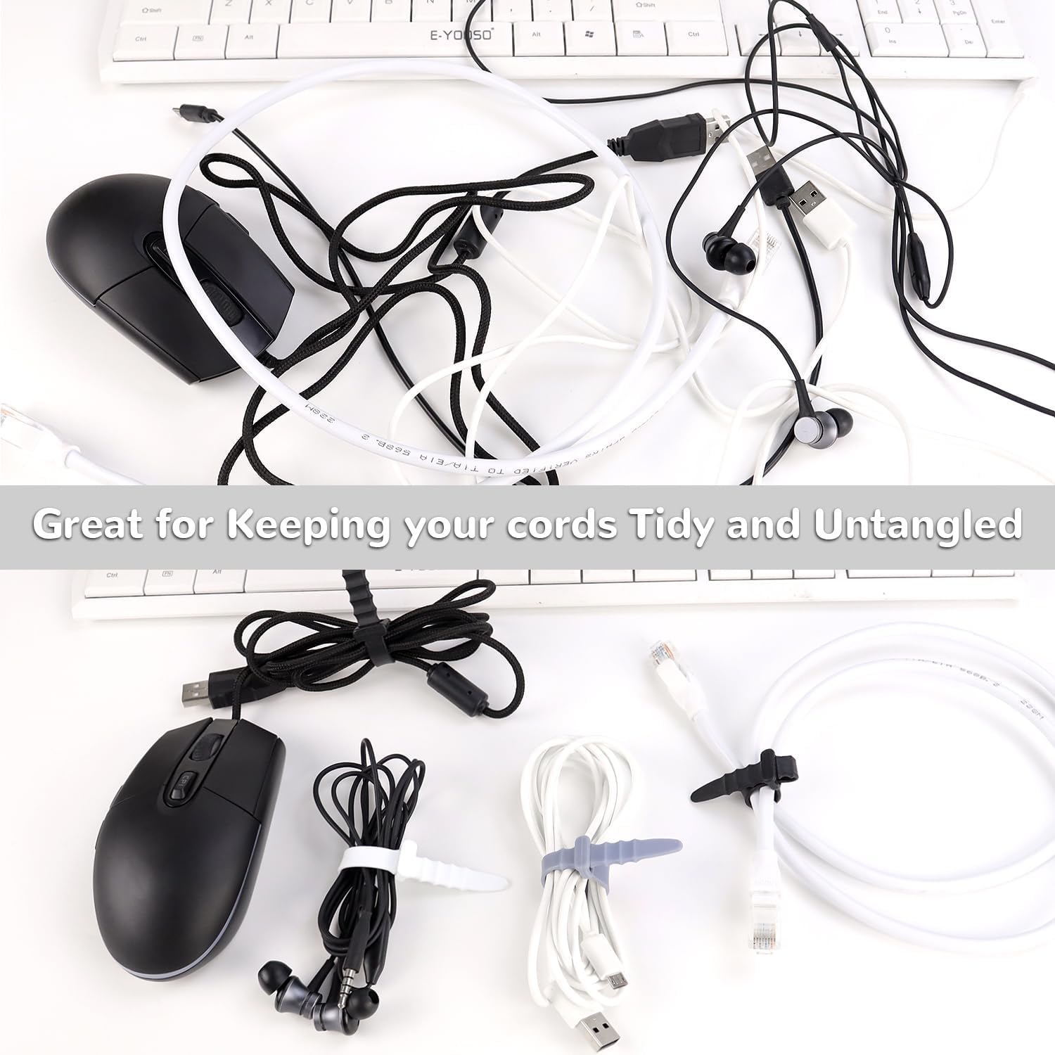 30Pcs Silicone Zip Ties Rubber Cable Ties 4.5 inch Reusable Zip Ties Elastic Cable Organizer for Wire V1258-DP02-A-304
