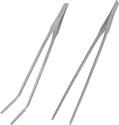 2 Pcs Feeding Tongs, Aquarium Tweezers Stainless Steel Straight and Curved Tweezers Set 27cm/10.6 inches V1258-DP02-A-305