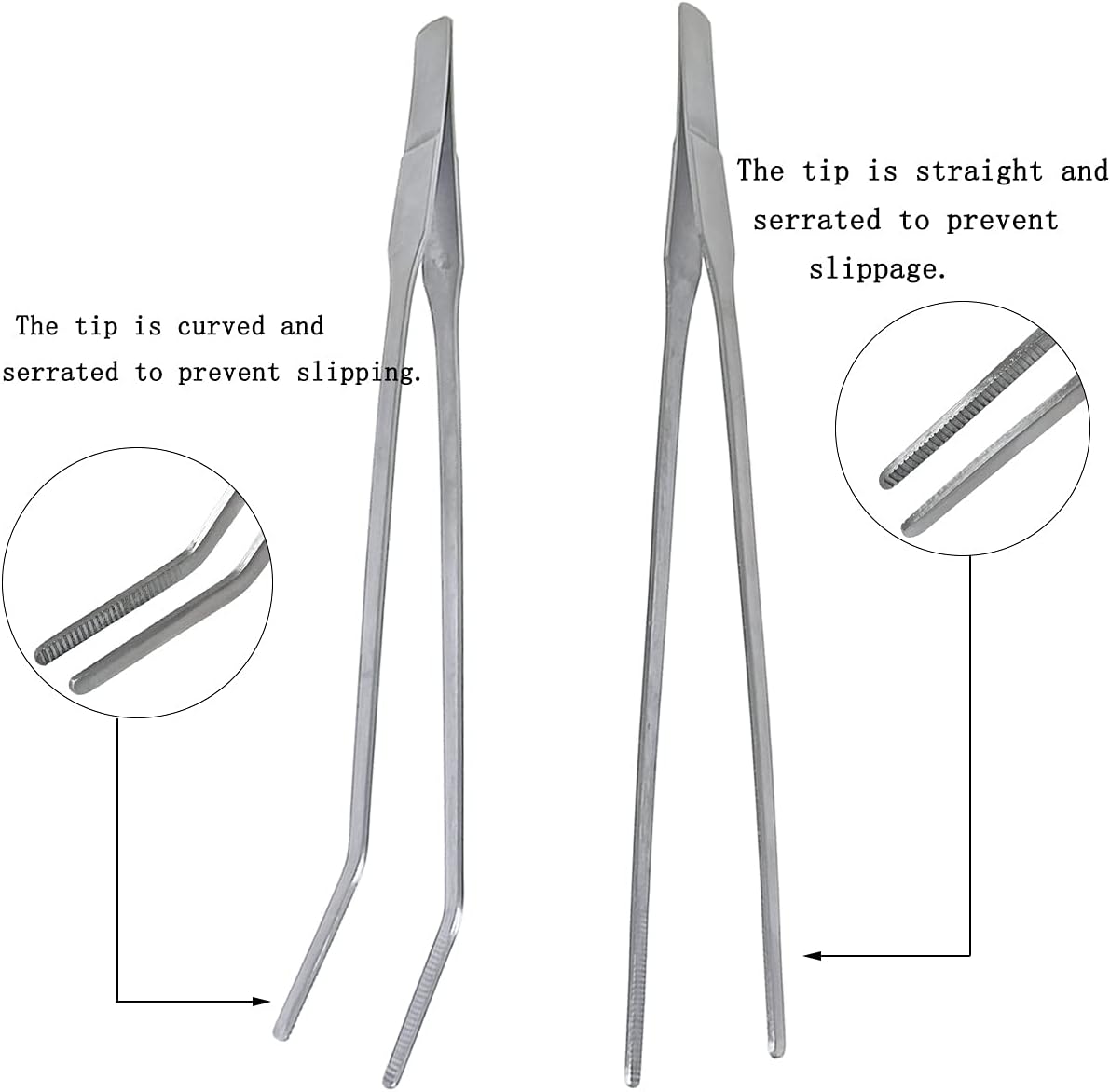 2 Pcs Feeding Tongs, Aquarium Tweezers Stainless Steel Straight and Curved Tweezers Set 27cm/10.6 inches V1258-DP02-A-305
