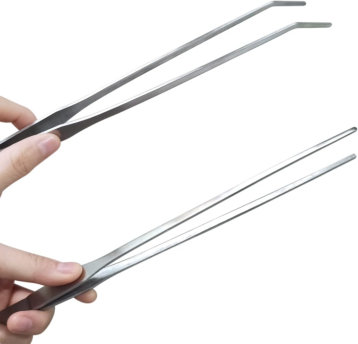 2 Pcs Feeding Tongs, Aquarium Tweezers Stainless Steel Straight and Curved Tweezers Set 27cm/10.6 inches V1258-DP02-A-305