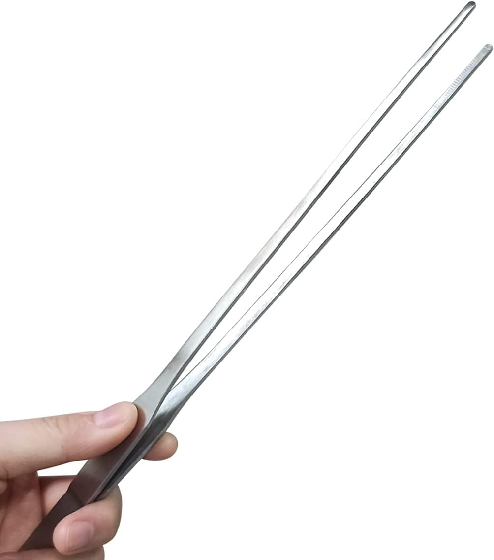 2 Pcs Feeding Tongs, Aquarium Tweezers Stainless Steel Straight and Curved Tweezers Set 27cm/10.6 inches V1258-DP02-A-305