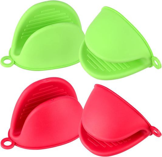 2 Pairs Mini Oven Gloves, Silicone Oven Mitts Heat Resistant, Silicone Potholders Cooking Pinch for Kitchen V1258-DP02-A-309