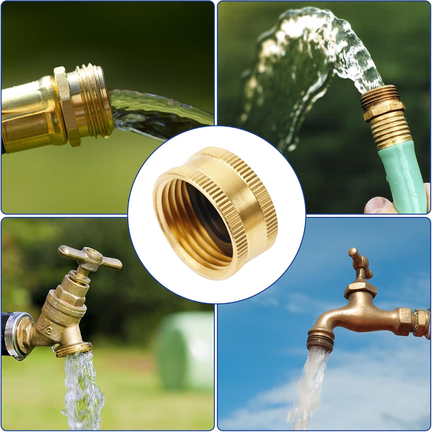 Brass Garden Hose End Caps, 2 Pack 3/4" Female End Cap, Garden Hose End Caps with 2 Washers V1258-DP02-A-31