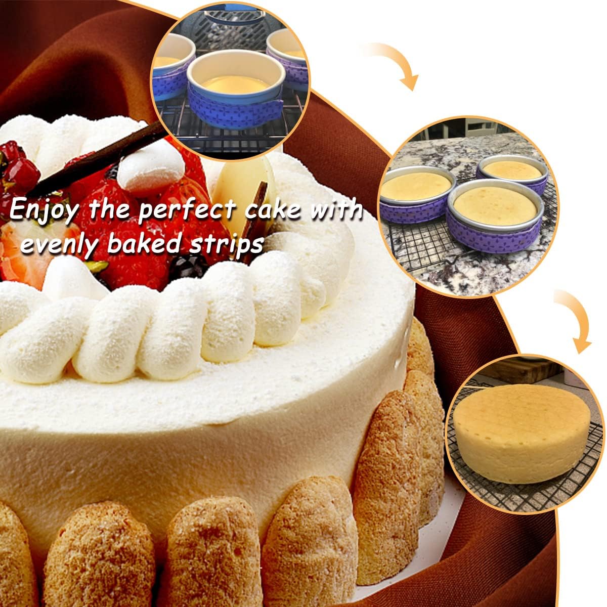 2 Piece Bake Even Cake Strips, Cake Pan Dampen Strips, Cake Pan Strips for Evenly Baked Cakes V1258-DP02-A-312
