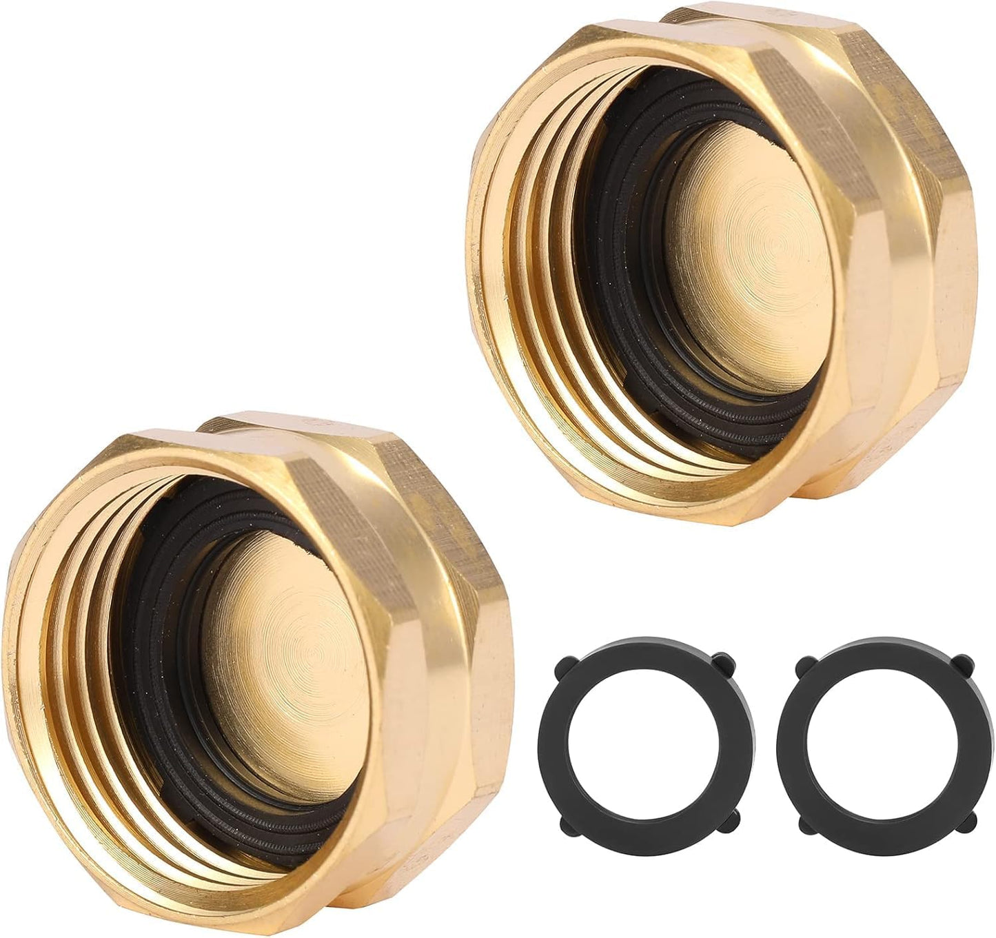 2 Pack Garden Hose End Caps with Washers, Brass Spigot Cap, 3/4" Female End Cap V1258-DP02-A-32