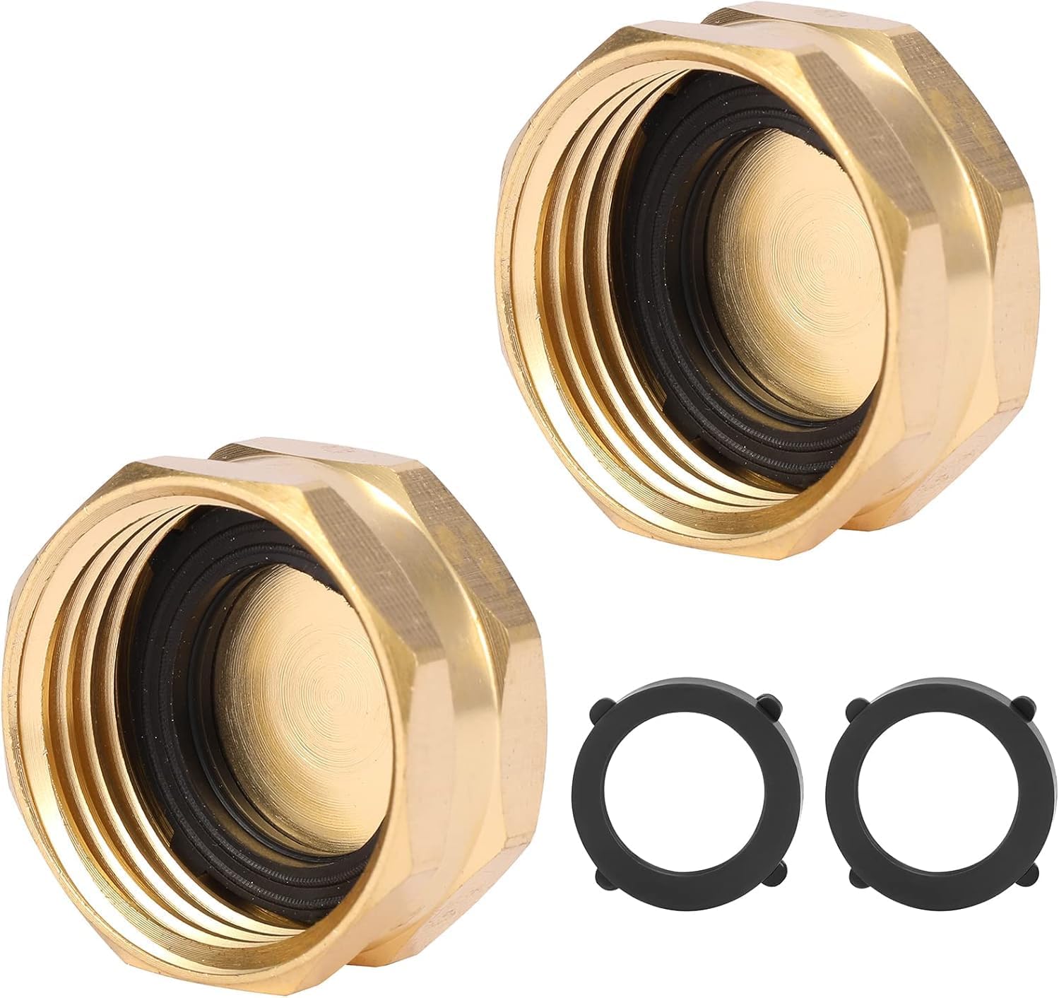 2 Pack Garden Hose End Caps with Washers, Brass Spigot Cap, 3/4" Female End Cap V1258-DP02-A-32