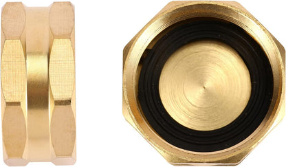 2 Pack Garden Hose End Caps with Washers, Brass Spigot Cap, 3/4" Female End Cap V1258-DP02-A-32