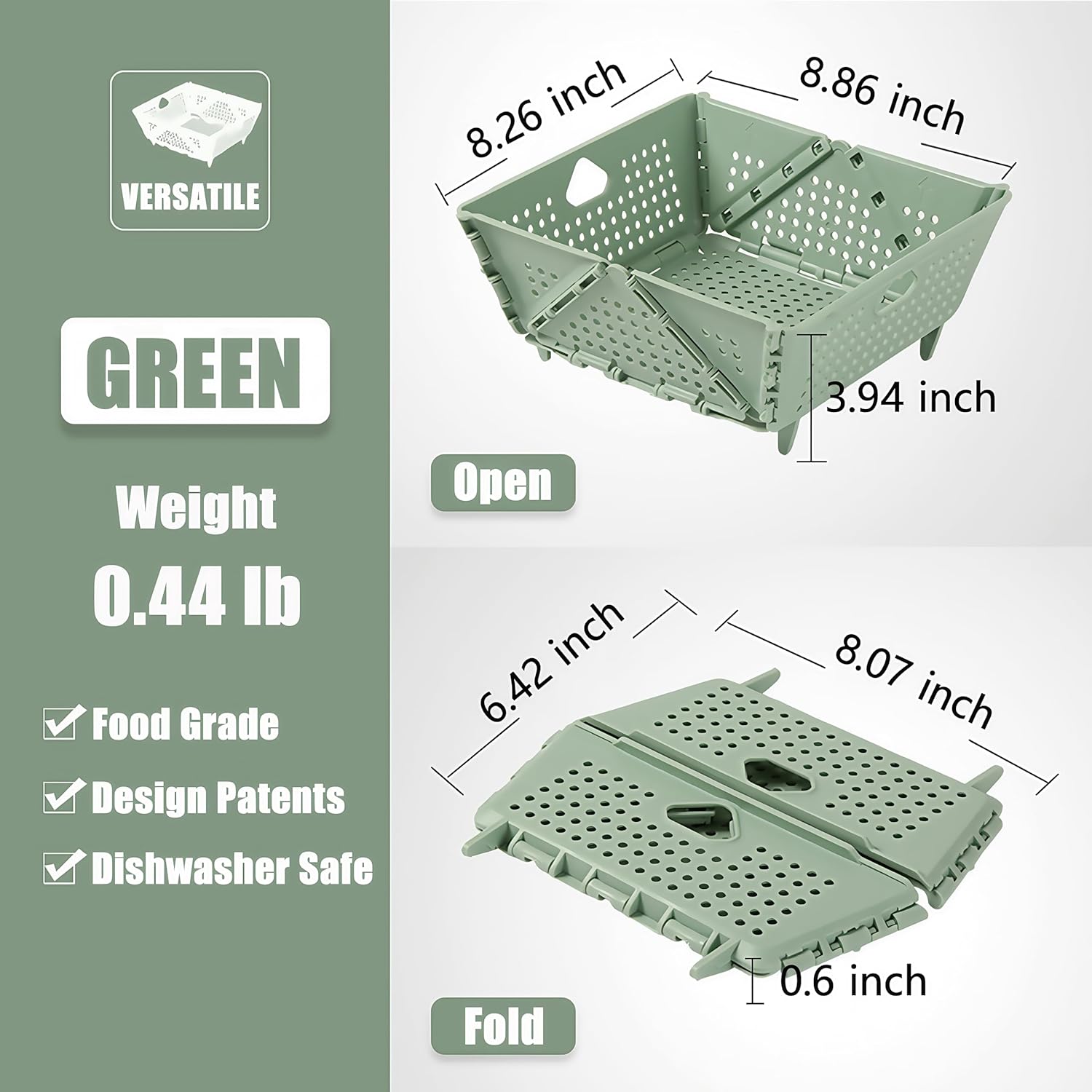 Plastic Colander Basket, Multi-Purpose Drainage & Storage Bin for Kitchen, Candy, Cookies, Holiday Snacks and V1258-DP02-A-327