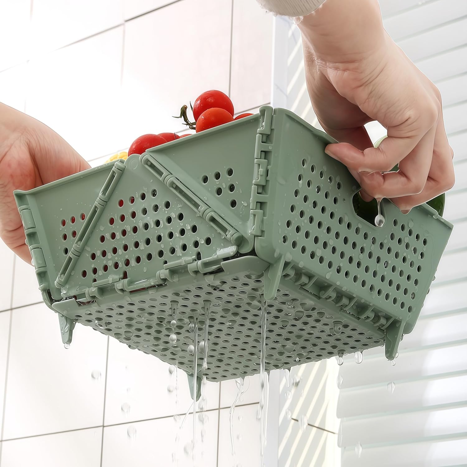 Plastic Colander Basket, Multi-Purpose Drainage & Storage Bin for Kitchen, Candy, Cookies, Holiday Snacks and V1258-DP02-A-327