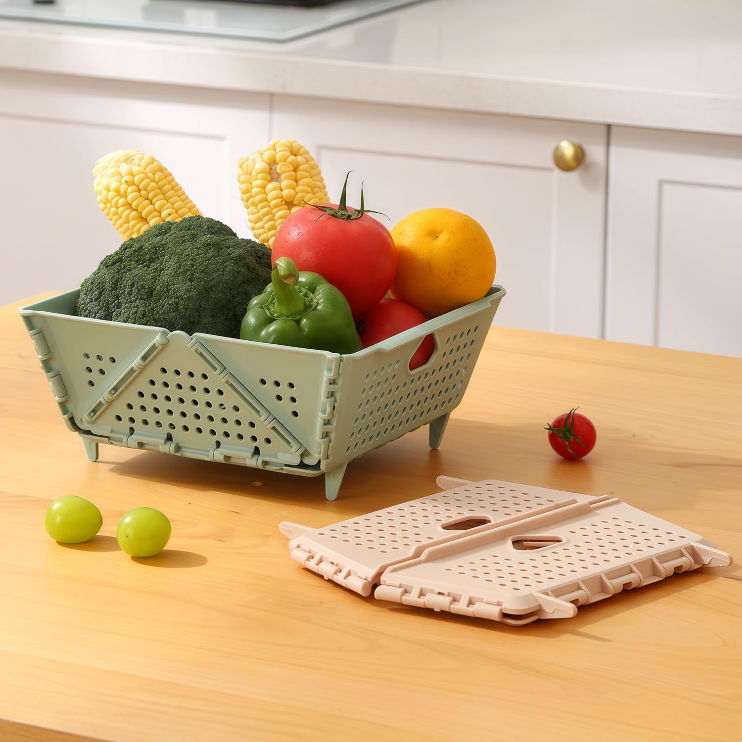 Plastic Colander Basket, Multi-Purpose Drainage & Storage Bin for Kitchen, Candy, Cookies, Holiday Snacks and V1258-DP02-A-327