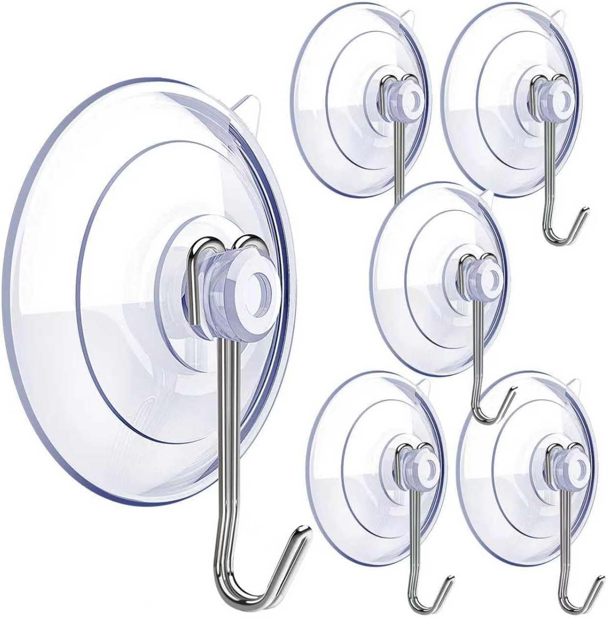 Suction Cup Hooks,6 PCS Clear Suction Cup for Glass Window Decor Shower Bathroom Glass Window Shower Kitchen, V1258-DP02-A-328