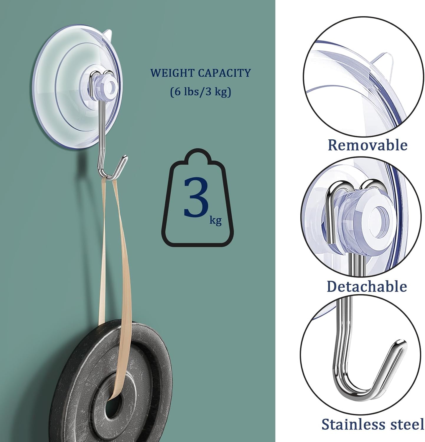 Suction Cup Hooks,6 PCS Clear Suction Cup for Glass Window Decor Shower Bathroom Glass Window Shower Kitchen, V1258-DP02-A-328