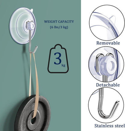 Suction Cup Hooks,6 PCS Clear Suction Cup for Glass Window Decor Shower Bathroom Glass Window Shower Kitchen, V1258-DP02-A-328