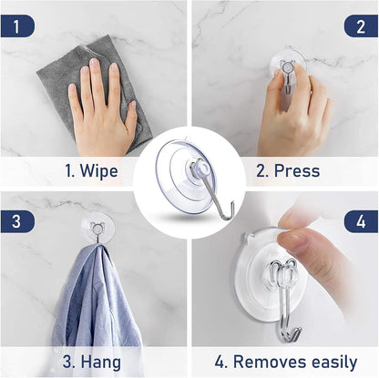 Suction Cup Hooks,6 PCS Clear Suction Cup for Glass Window Decor Shower Bathroom Glass Window Shower Kitchen, V1258-DP02-A-328