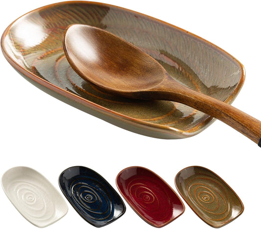 Ceremic Spoon Rest for Stove Top, Spoon Holder for Kitchen Counter, Coffee Spoon Rest, Cooking Utensil Rest V1258-DP02-A-329