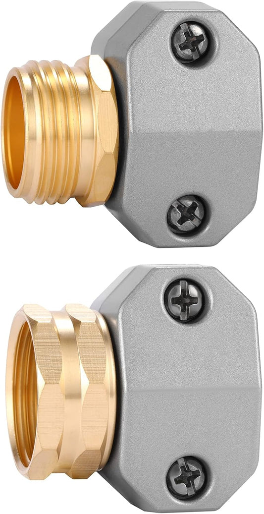 Zinc and Aluminum Male and Female Coupling, Fits All 5/8-Inch and 3/4-Inch Garden Hose Repair Fitting, 2 V1258-DP02-A-33