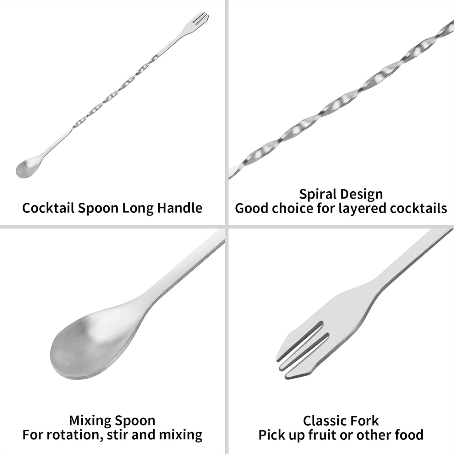 Muddler for Cocktails, 10" Muddler and Long Handle Bar Cocktail Mixing Spoon, Stainless Steel Stirrer, Bar V1258-DP02-A-331