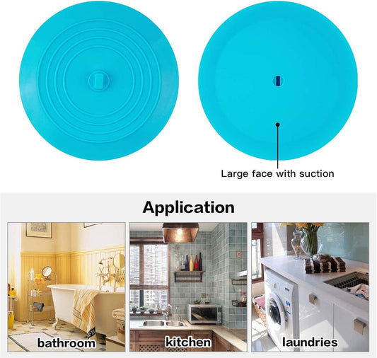 2 Pack 6" Bathtub Tub Drain Cover Stopper, Large Silicone Suction Bathroom Drain Plug Hair Stopper, Bathroom V1258-DP02-A-333