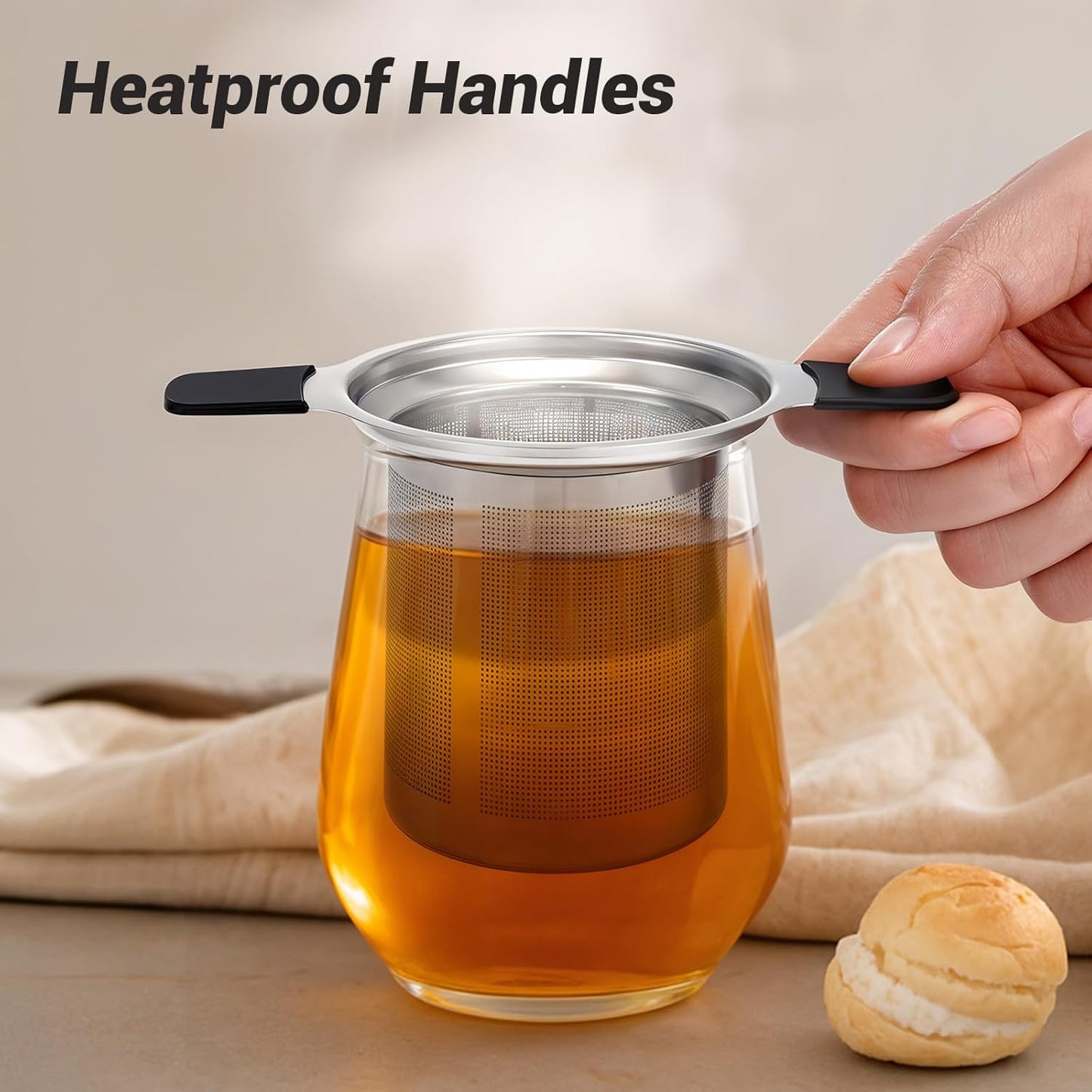 Stainless Steel Tea Infuser Steeper Strainer for Loose Leaf Tea, Fine Mesh Reusable Diffusers Ball Bag Filter V1258-DP02-A-334