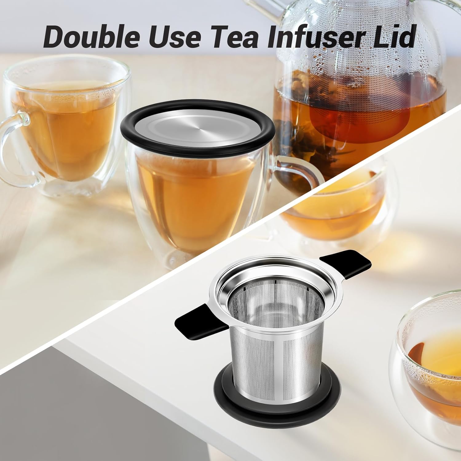 Stainless Steel Tea Infuser Steeper Strainer for Loose Leaf Tea, Fine Mesh Reusable Diffusers Ball Bag Filter V1258-DP02-A-334