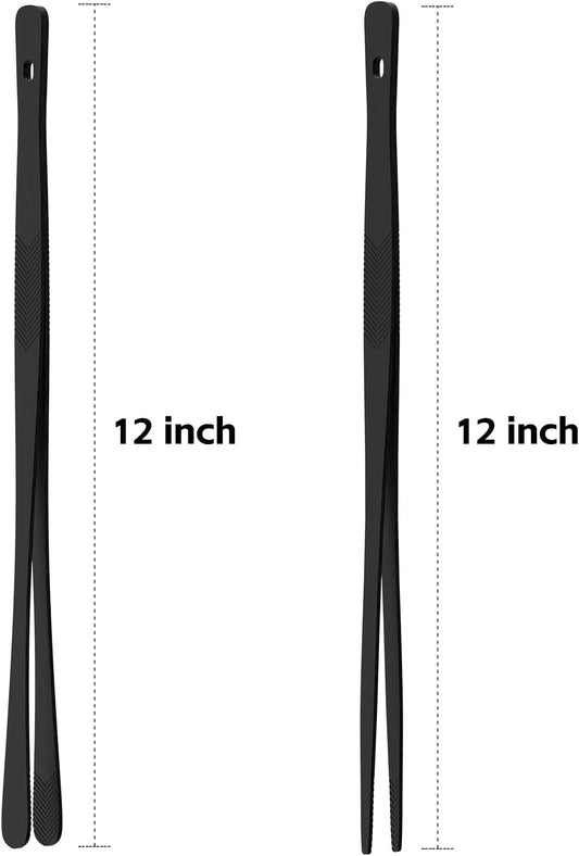 Kitchen Tongs for Cooking - 2PCS 12" Stainless Steel Cooking Tongs Tweezers, Metal Fine Kitchen Utensils with V1258-DP02-A-337