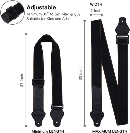 Guitar Strap, Soft Cotton Straps With 3 Pick Holders, Button Headstock Adaptor, 1 Pair Locks and 3 Picks Set V1258-DP02-A-338