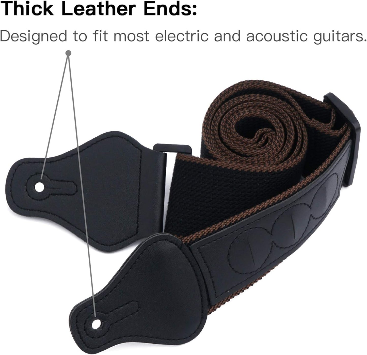 Guitar Strap, Soft Cotton Straps With 3 Pick Holders, Button Headstock Adaptor, 1 Pair Locks and 3 Picks Set V1258-DP02-A-338