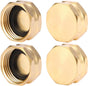 4 Pack Garden Hose End Caps with Washers, Brass Spigot Cap, 3/4" Female End Cap V1258-DP02-A-36