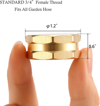 4 Pack Garden Hose End Caps with Washers, Brass Spigot Cap, 3/4" Female End Cap V1258-DP02-A-36