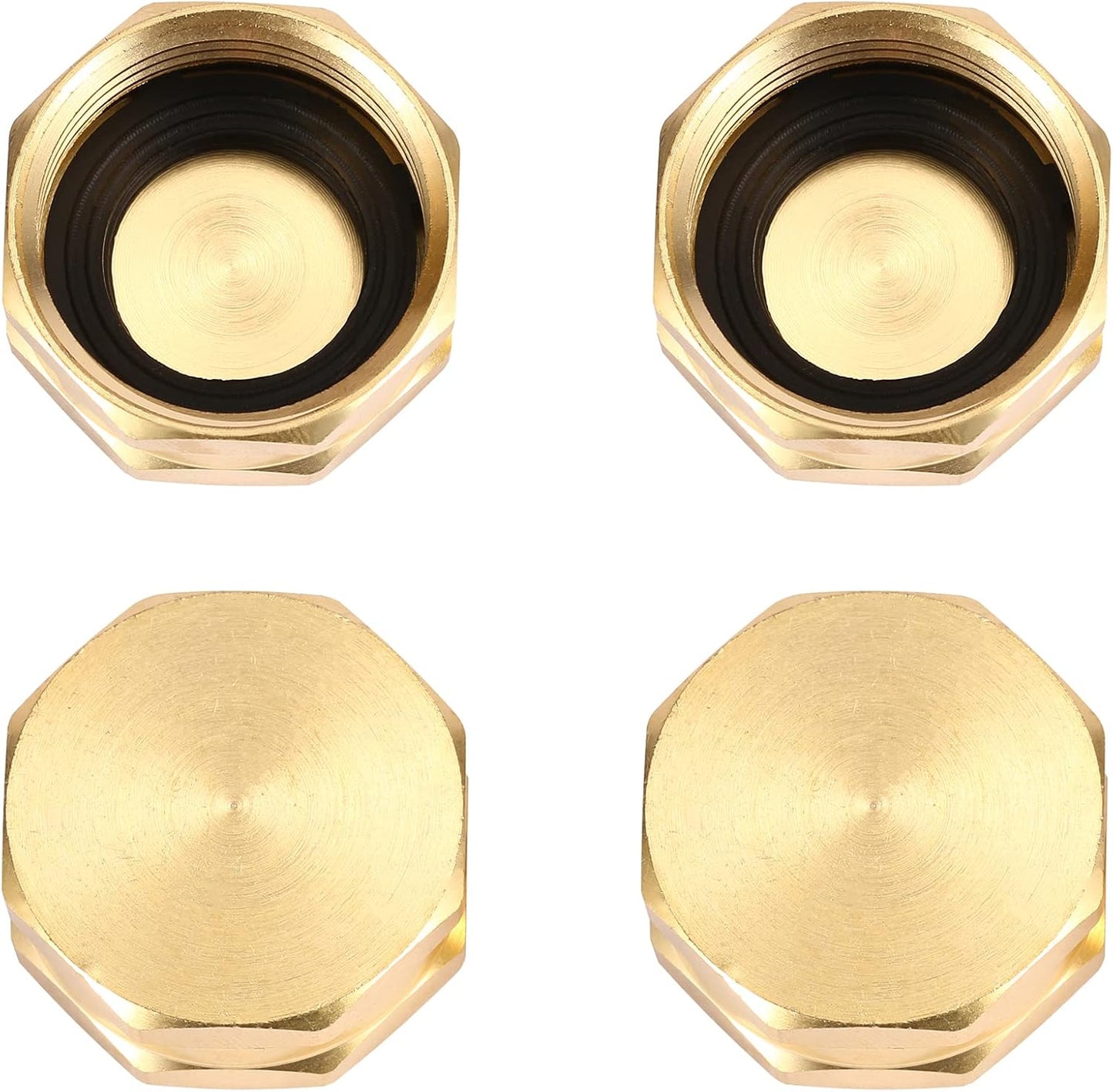 4 Pack Garden Hose End Caps with Washers, Brass Spigot Cap, 3/4" Female End Cap V1258-DP02-A-36