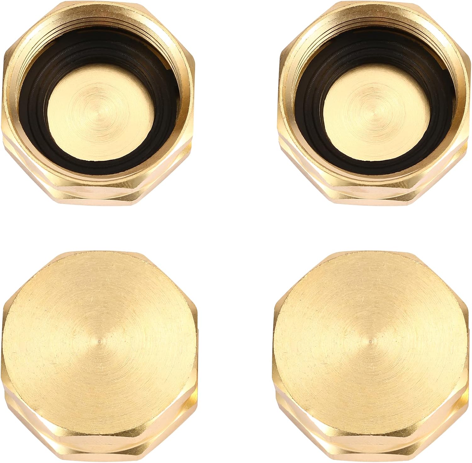 4 Pack Garden Hose End Caps with Washers, Brass Spigot Cap, 3/4" Female End Cap V1258-DP02-A-36