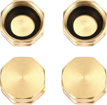 4 Pack Garden Hose End Caps with Washers, Brass Spigot Cap, 3/4" Female End Cap V1258-DP02-A-36