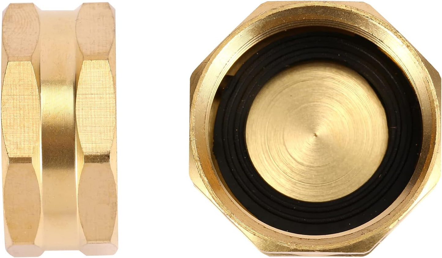 4 Pack Garden Hose End Caps with Washers, Brass Spigot Cap, 3/4" Female End Cap V1258-DP02-A-36