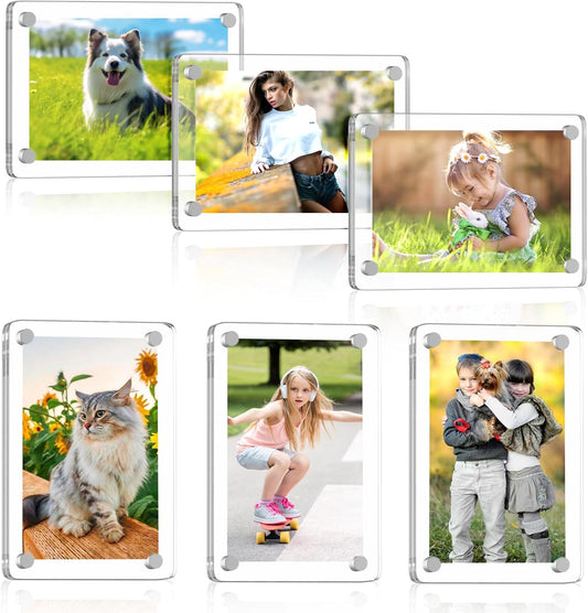 Magnetic Picture Frames for Refrigerator, 2.36 x 3.54 Inch Mini Fridge Magnetic Photo Frame, Double Sided V1258-DP02-A-371