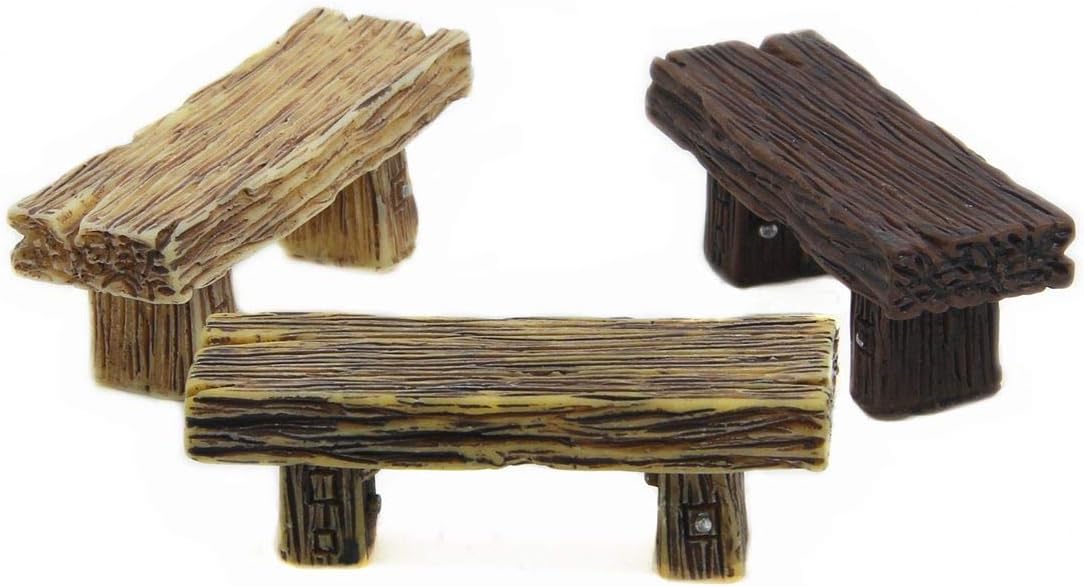 3Pcs Mini Resin Bench Miniature Fairy Garden Bench Dollhouse Accessories Statue DIY Decor Gift V1258-DP02-A-372