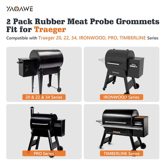 2 Pack Replacment Rubber Meat Probe Grommet Fit for Traeger Wood Pellet Grills, Probe Gaskets Compatible with V1258-DP02-A-375