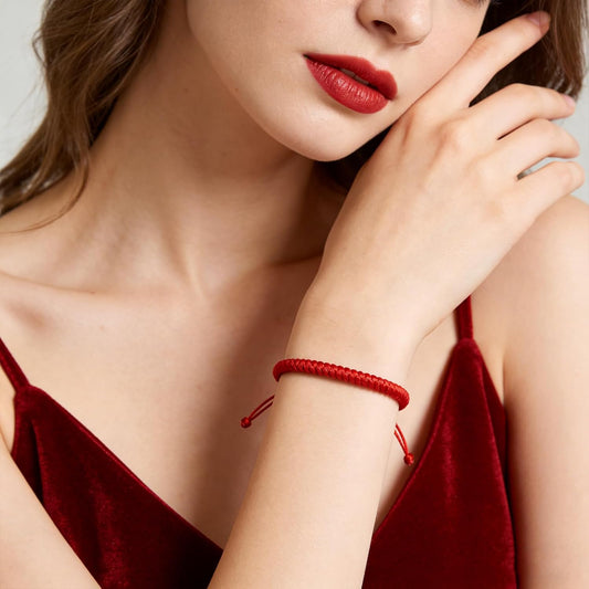 4-Pack Red Bracelets - Braided Lucky Cord Bracelet Strap for Women & Man - Adjustable Knot Red String V1258-DP02-A-382