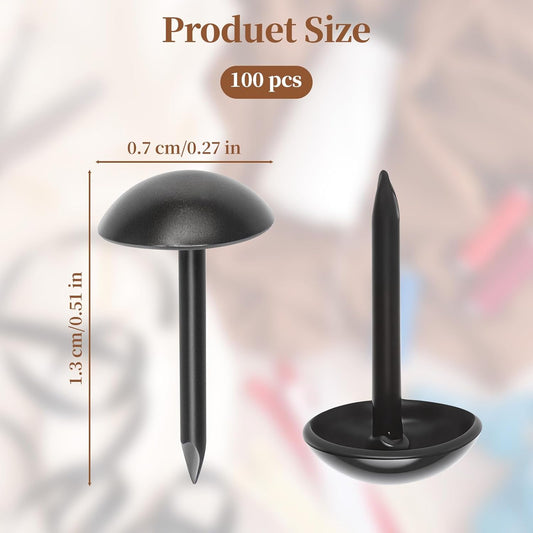 100Pcs Upholstery Tacks Black - 7x13mm Furniture Thumb Tacks - Metal Thumb Tack Round Head Pins Decorative V1258-DP02-A-387